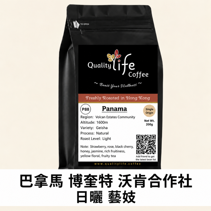 P88 Panama Boquete Volcan Estates Natural Geisha Coffee Beans – Light Roast