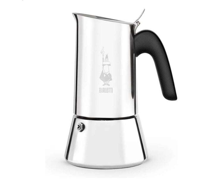 Bialetti New Venus 4-cup stainless steel moka pot in silver, induction compatible
