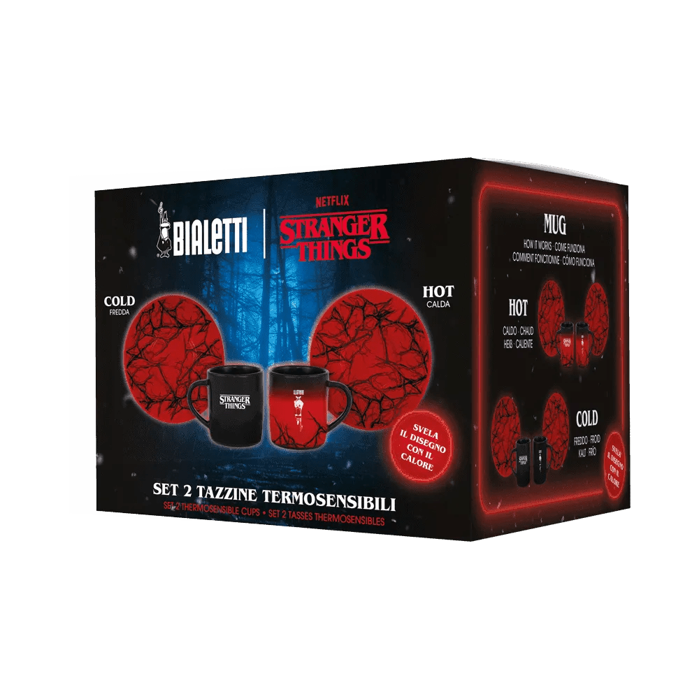 Bialetti x Stranger Things 溫感變色咖啡杯碟套裝 2件組 80ml | 怪奇物語主題 遇熱變色陶瓷杯 Espresso專用 附紅色碟子 | 不可洗碗機 手洗專用