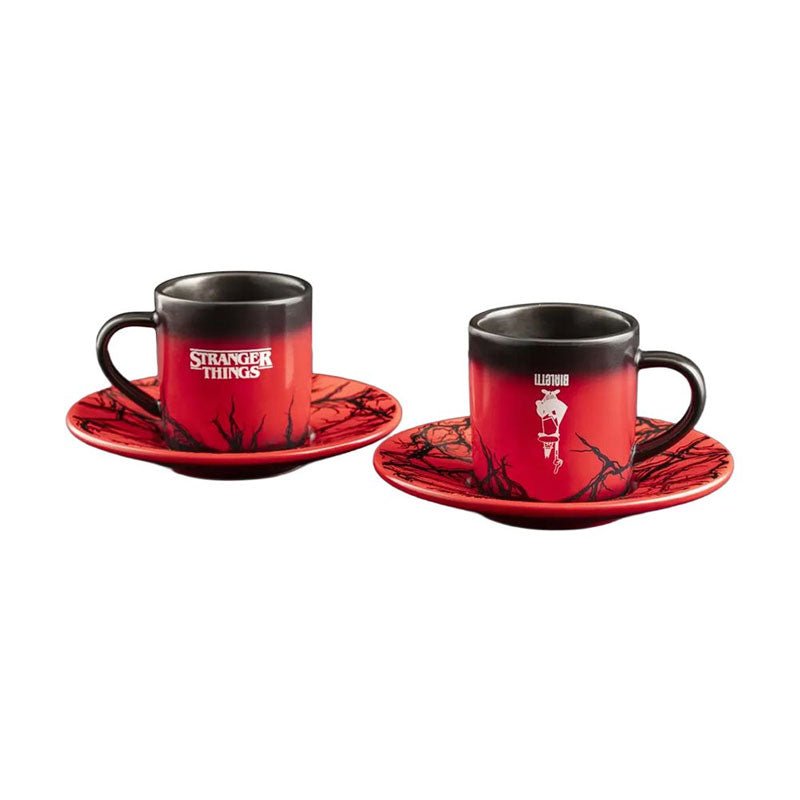 Bialetti x Stranger Things 溫感變色咖啡杯碟套裝 2件組 80ml | 怪奇物語主題 遇熱變色陶瓷杯 Espresso專用 附紅色碟子 | 不可洗碗機 手洗專用