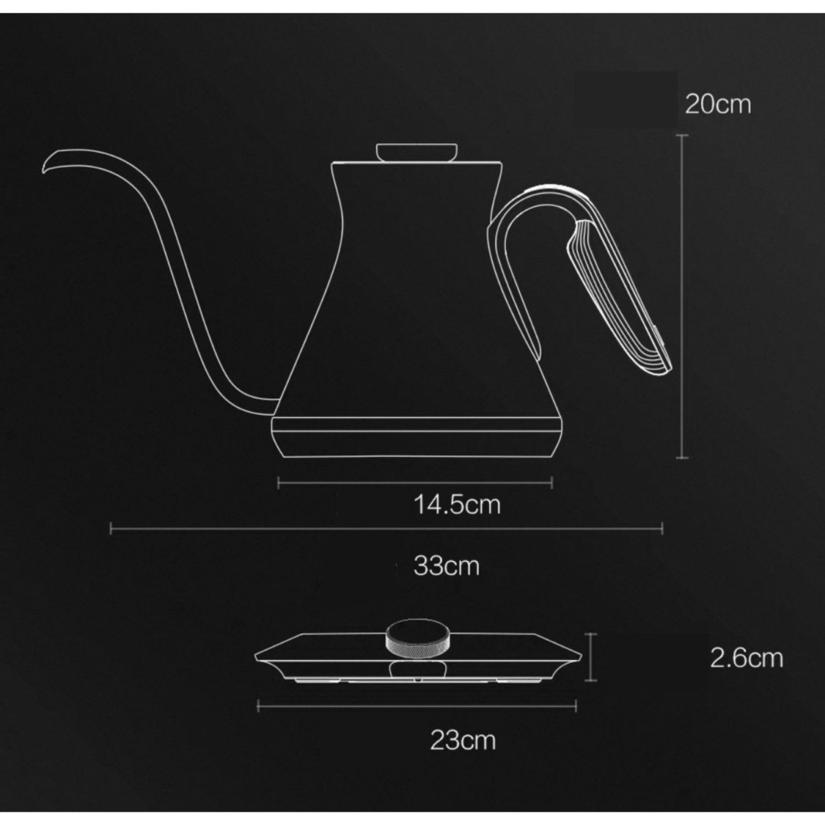 Cocinare Paris Cat M6 PRO Electric Gooseneck Kettle 0.6L - Temperature Control Pour Over Coffee Kettle with Color-Changing Display | Smart Pour Over Kettle in Black Purple
