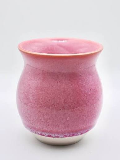Geisha Murderers ceramic sensory tasting cup in crystalline pink glaze