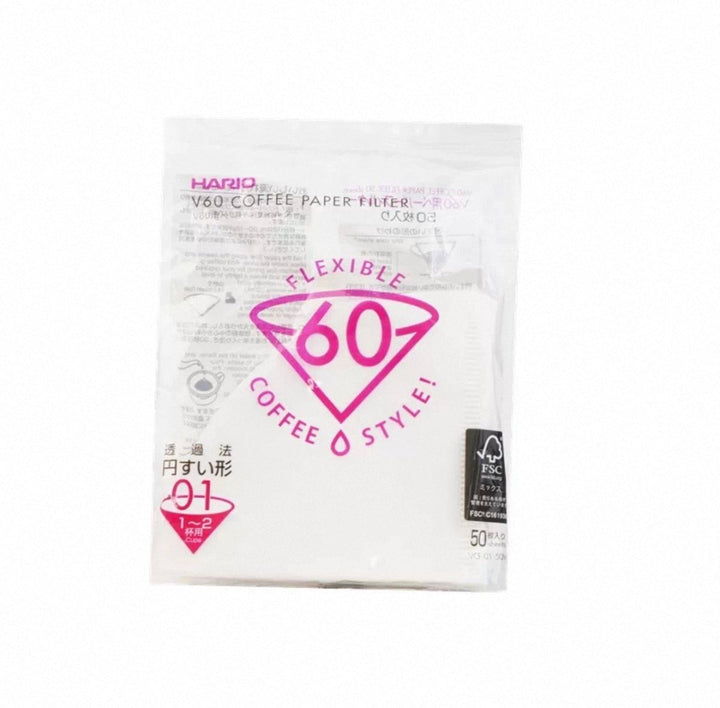 Quality Life Coffee 店內精選 - 日本 Hario V60-01 錐形咖啡濾紙 (50入) — 白色 咖啡手沖器材