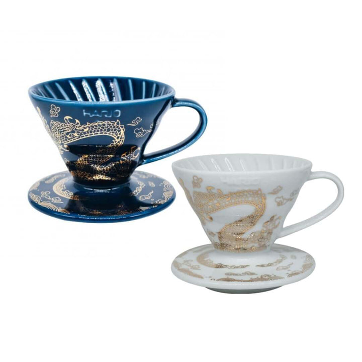 Quality Life Coffee 店內精選 - HARIO - V60甲辰龍年限定01濾杯-龍啡凌霄(藍/白) Hario濾杯 Coffee Dripper 藍 咖啡手沖器材