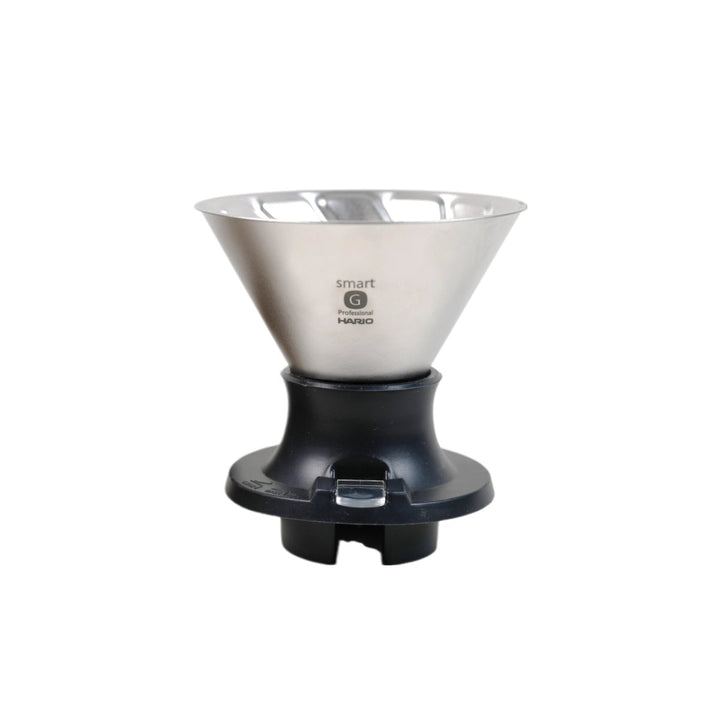 HARIO smart G titanium coffee brewer with a polished design and black base for professional coffee brewing.