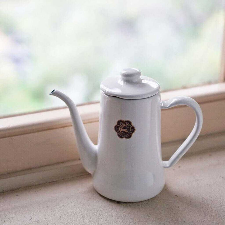 Quality Life Coffee 店內精選 - 日本月兔印 琺瑯手沖咖啡壺（白/黑．0.7L）Japan Coffee Kettle 黑 咖啡手沖器材