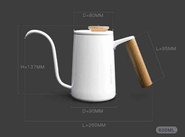 Stainless Steel Pour-Over Kettle 600 ml with Lid & Wooden Handle
