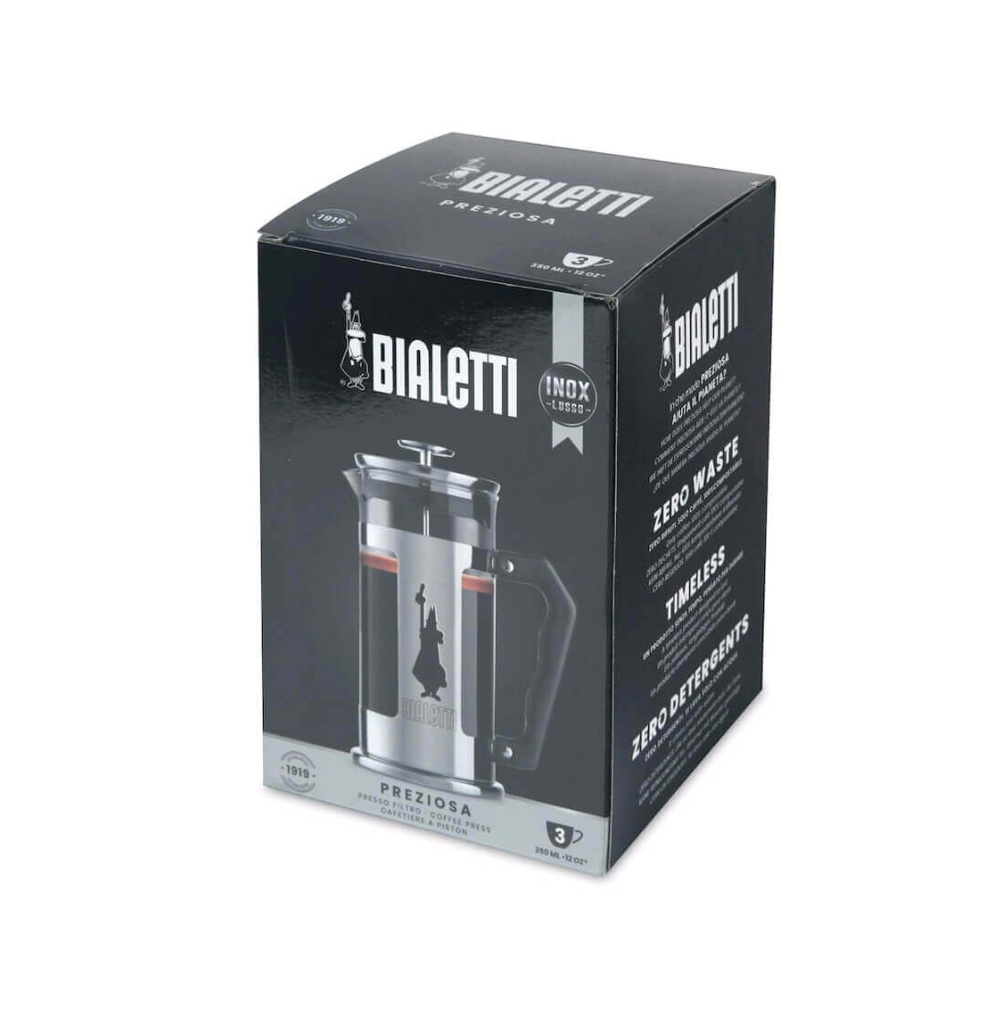 BIALETTI 3杯裝350毫升玻璃法式濾壓咖啡壺 不鏽鋼框 - Quality Life Coffee