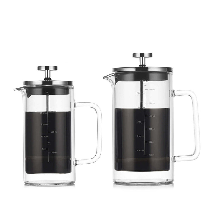 Double-wall glass French press coffee maker, 300 ml
