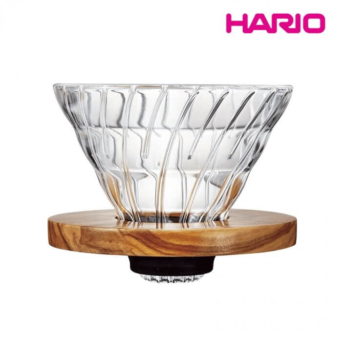 Quality Life Coffee 店內精選 - HARIO V60 橄欖木玻璃濾杯(01/02) Hario Glass Dripper Olive Wood 01(1-2人) 咖啡手沖器材