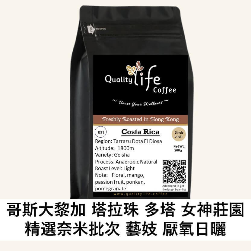 R31 Costa Rica Tarrazu Dota El Diosa Geisha Anaerobic Natural - Quality Life Coffee